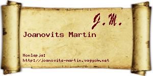 Joanovits Martin névjegykártya